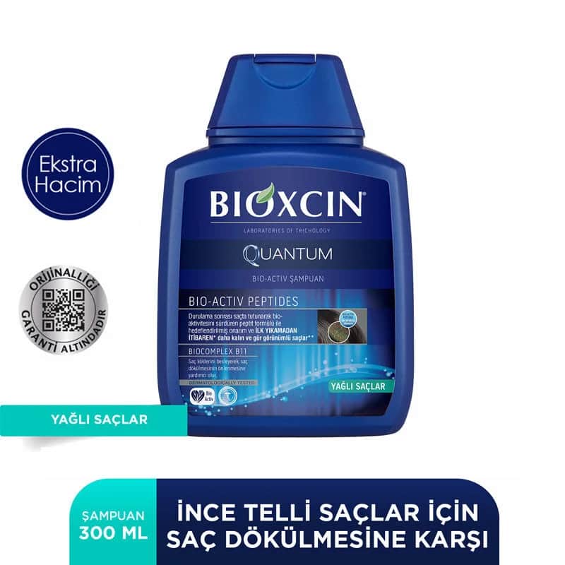 Шампунь против выпадения волос Bioxcin Quantum для жирных волос 3 x300 мл