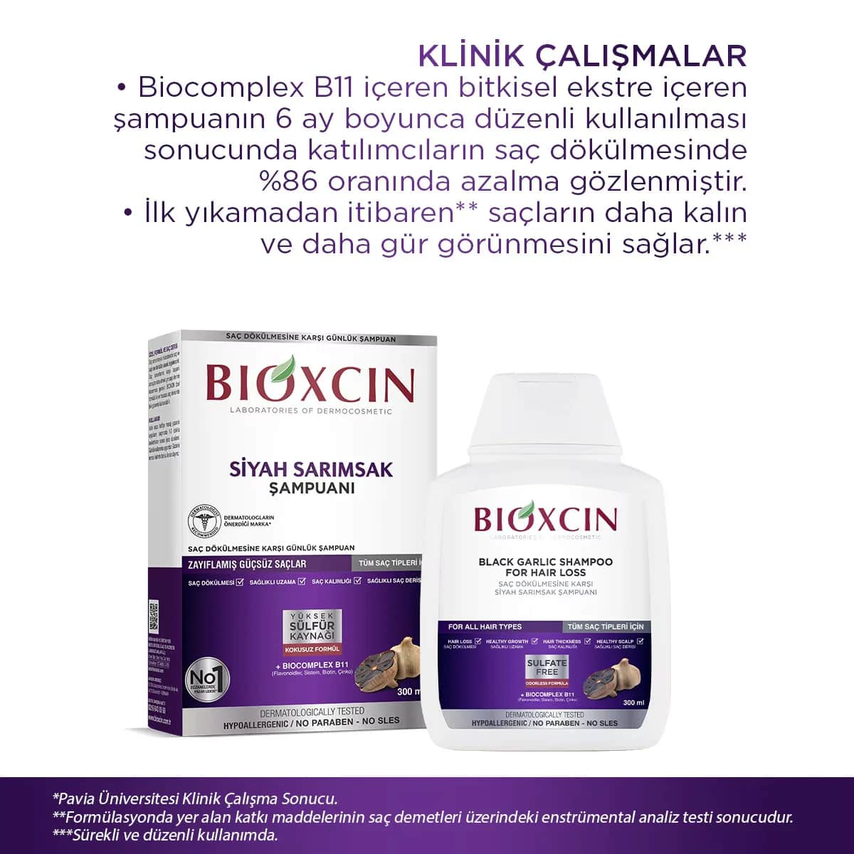 Шампунь Bioxcin с черным чесноком от выпадения волос 300 мл
