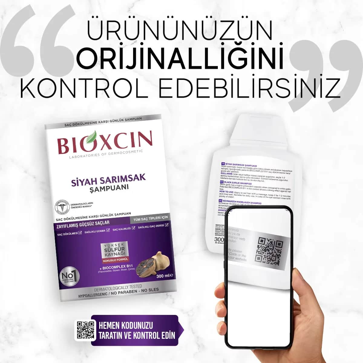 Шампунь Bioxcin с черным чесноком от выпадения волос 300 мл