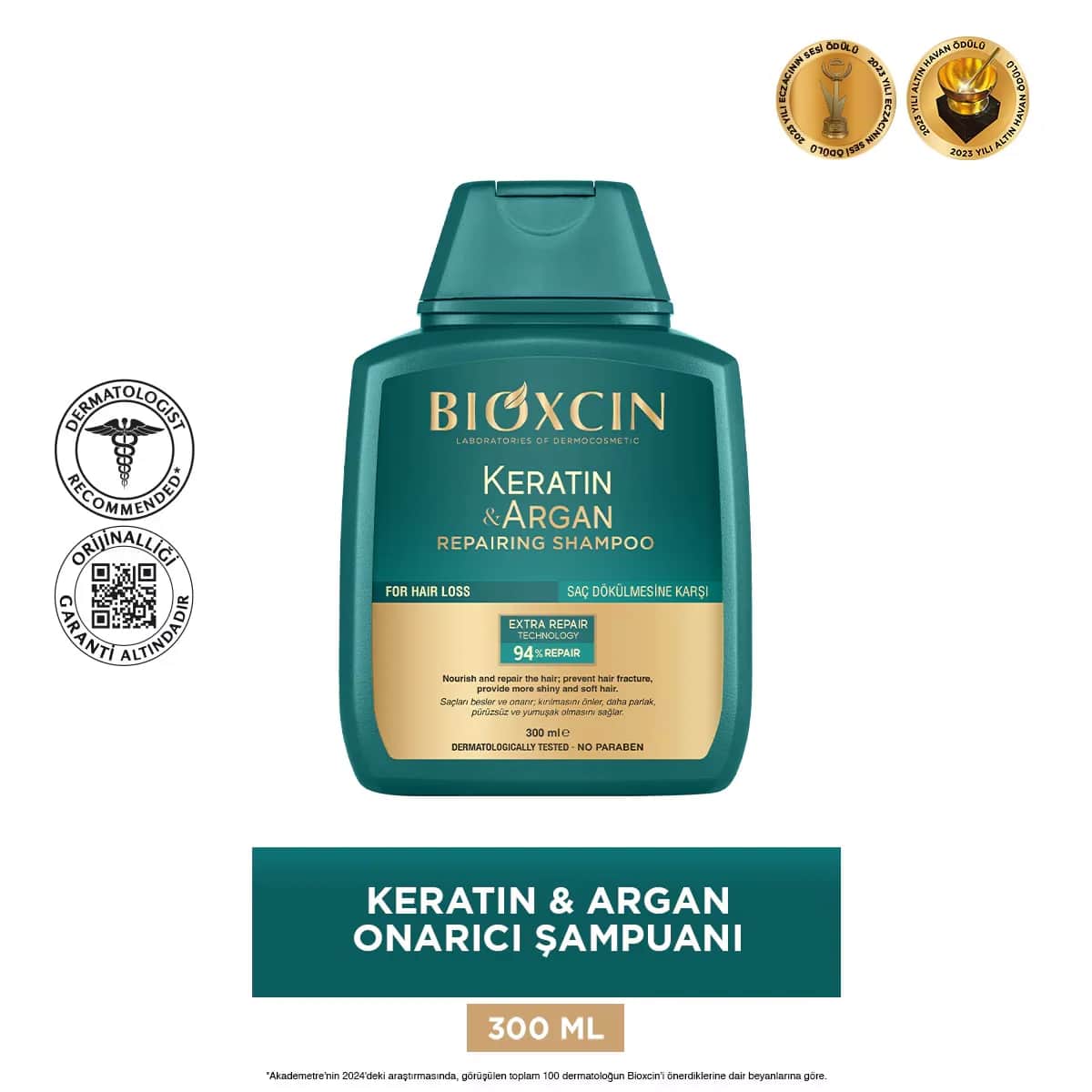 Шампунь Bioxcin с кератином и аргановым маслом 300 мл
