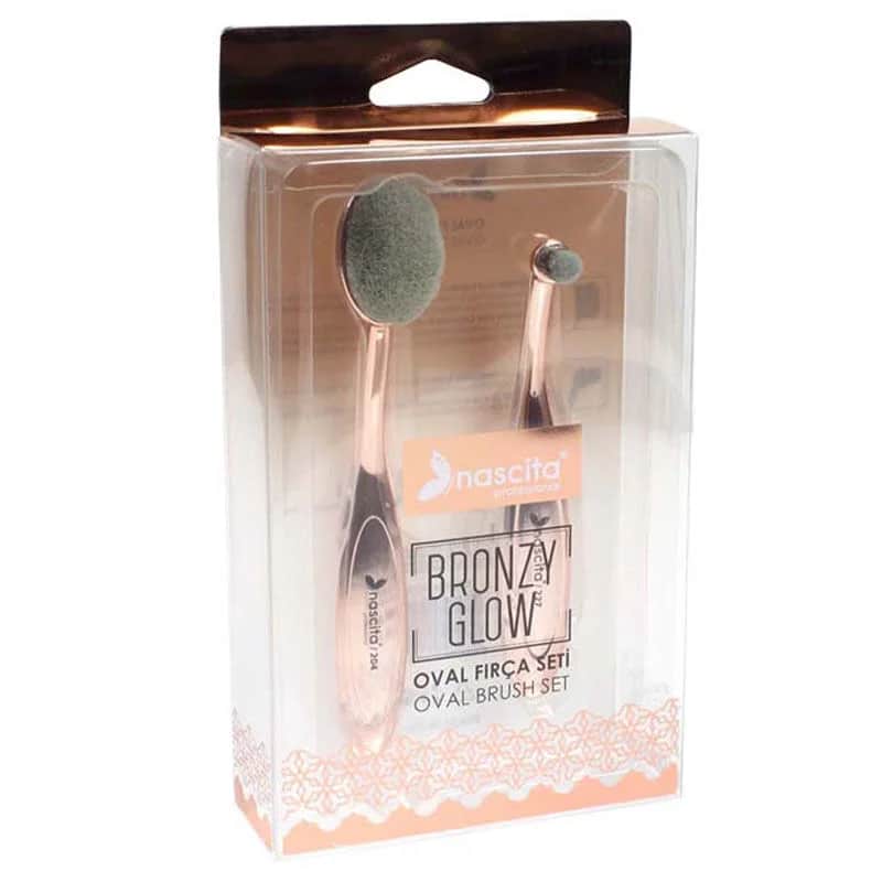 Набор овальных кистей для макияжа Nascita Bronzy Glow из 2 штук