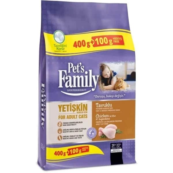 Корм для взрослых кошек Pet's Family куриный 400 + 100 г