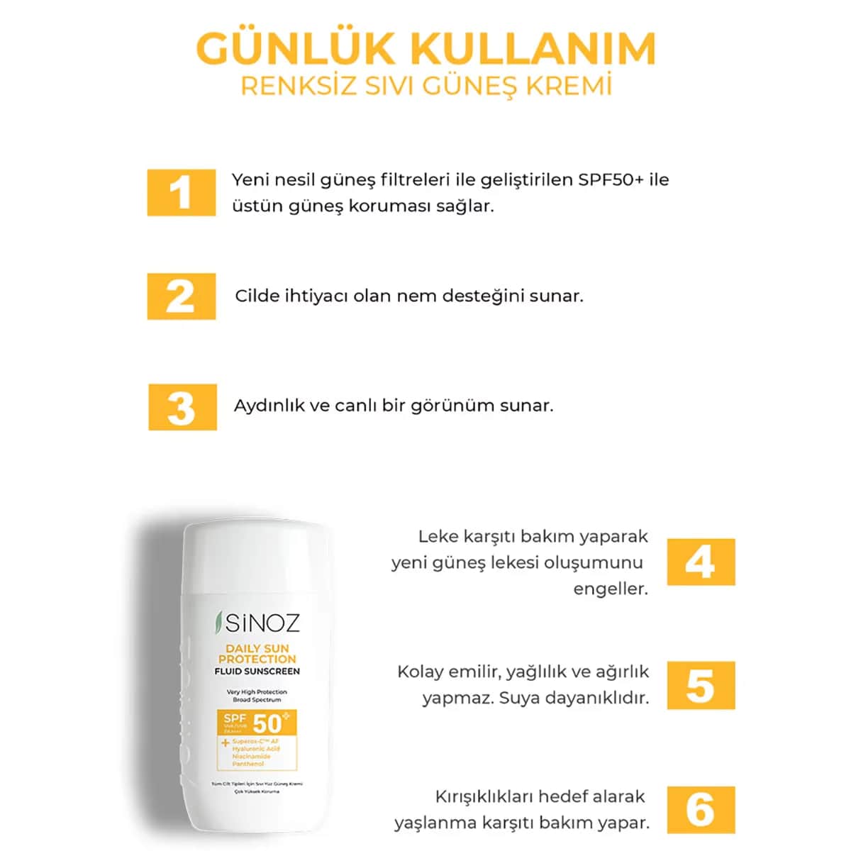 Солнцезащитный крем Sinoz SPF 50 для ежедневного использования 50 мл