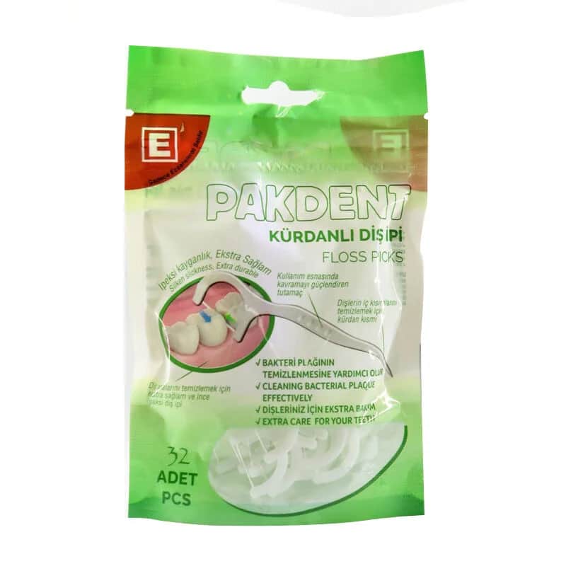 Зубочистки с зубной нитью Pakdent 32 шт
