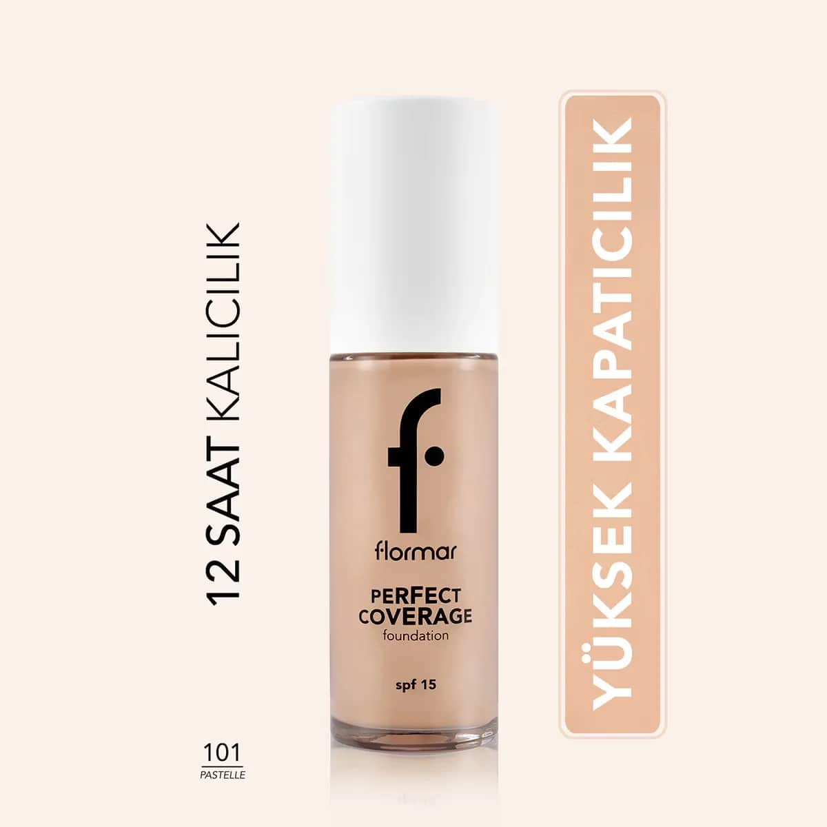 Фонд для лица Flormar Совершенное покрытие SPF 15 - Гладкое покрытие 101
