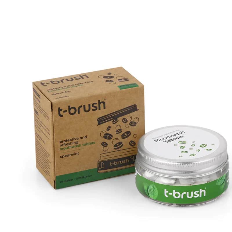 Таблетки для полоскания рта с мятным вкусом с фтором 75 штук от T Brush