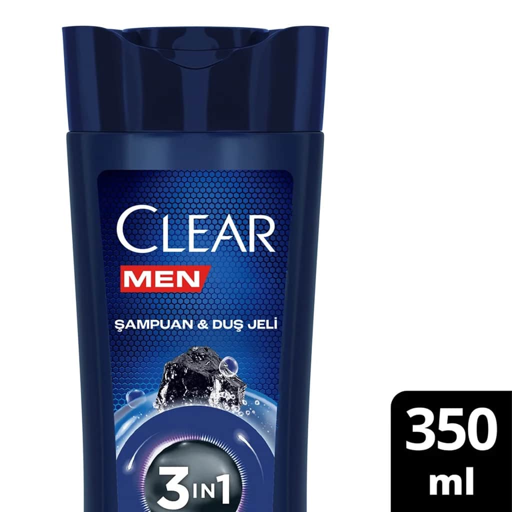 Шампунь и гель для душа Clear Men 3 в 1 Очищающий уголь 350 мл