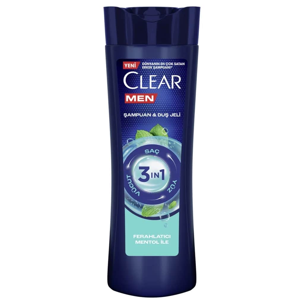 Шампунь и гель для душа Clear Men 3 в 1 Освежающий ментол 350 мл