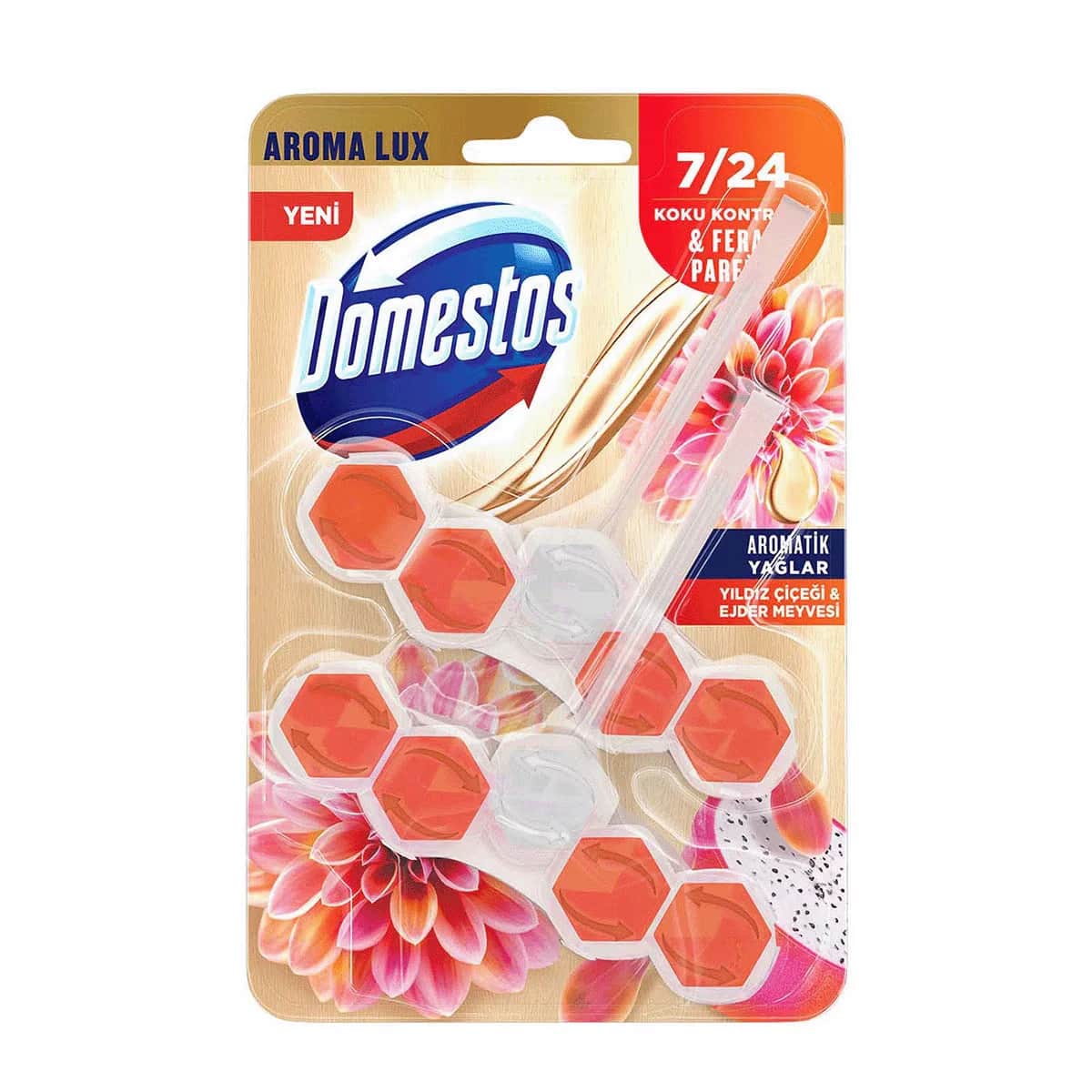 Блок для унитаза Domestos Арома Люкс Звезда Цветка и Драконий Фрукт 2x50 г