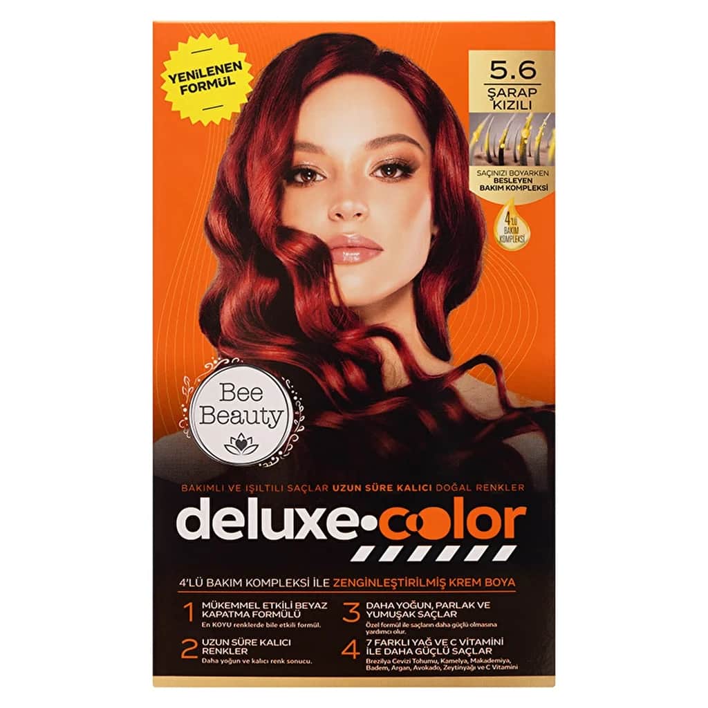Набор для окрашивания волос Bee Beauty Deluxe 5.6 Вино Красный - 7 масел и витамин C