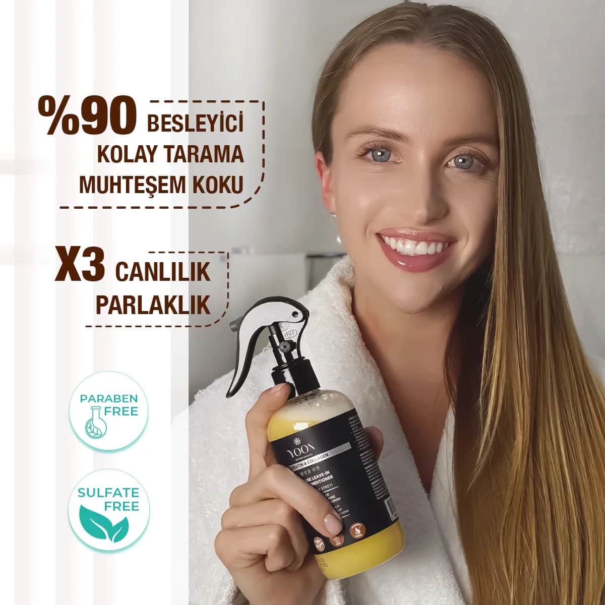 Спрей для ухода за волосами Yoon Easy Combing и антифризный с коллагеном и кератином 250 мл