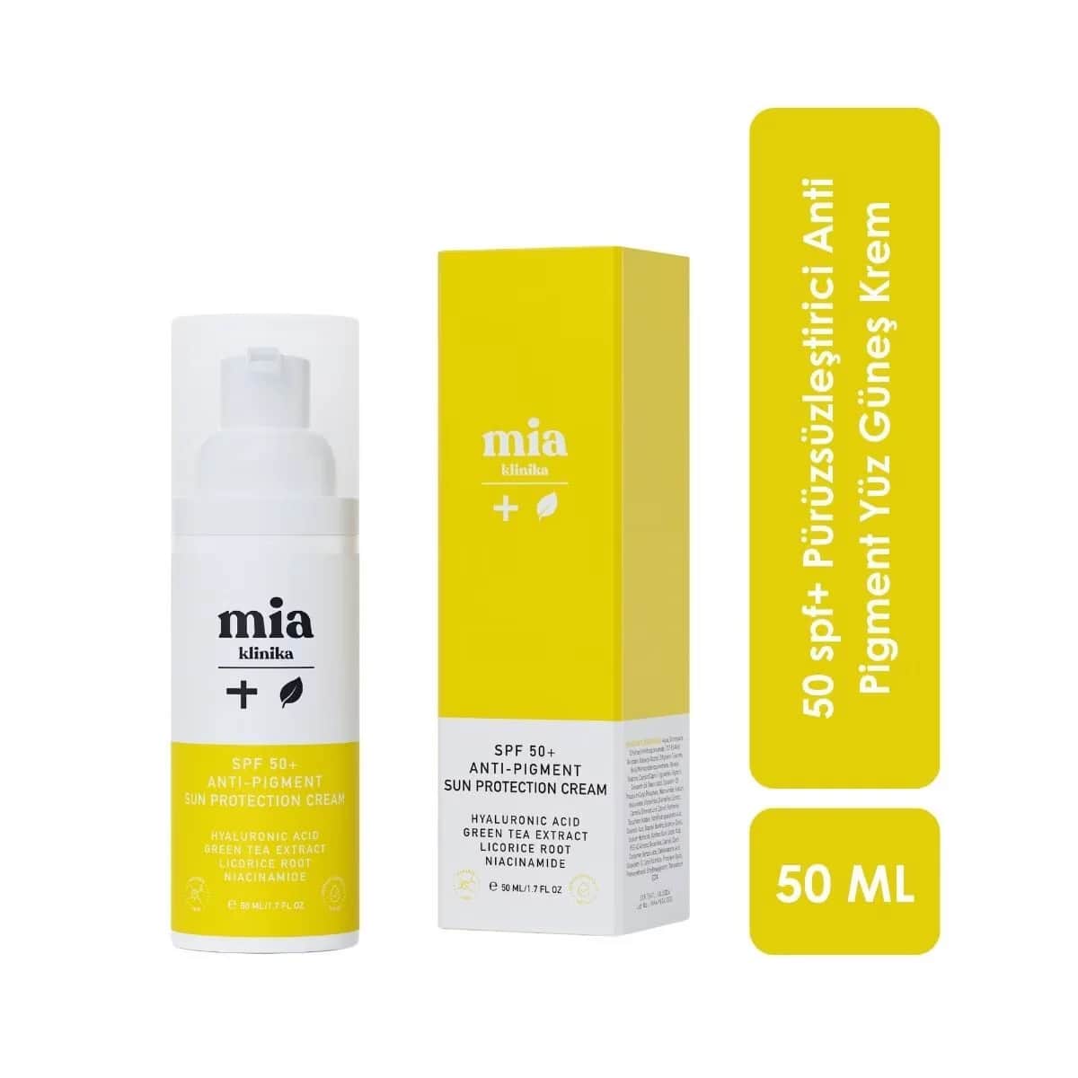 Солнцезащитный крем для лица Mia Klinika 50 spf+ против морщин и пигментации 50 мл