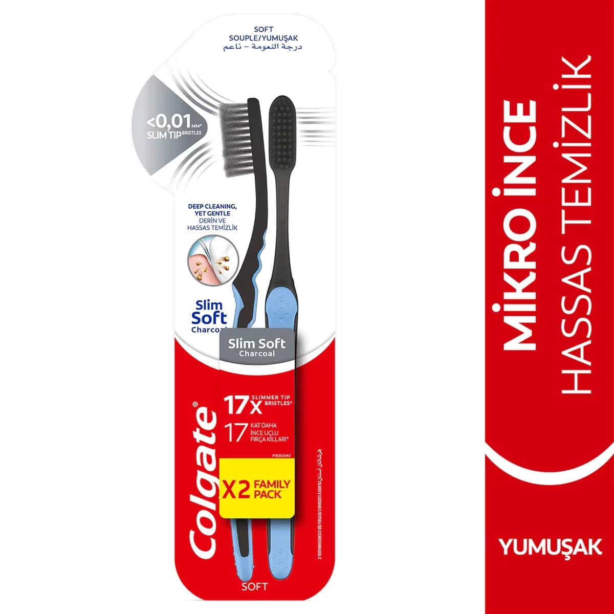 Зубная щетка Colgate Micro Sensitive Black Slim Soft 1+1 бесплатно