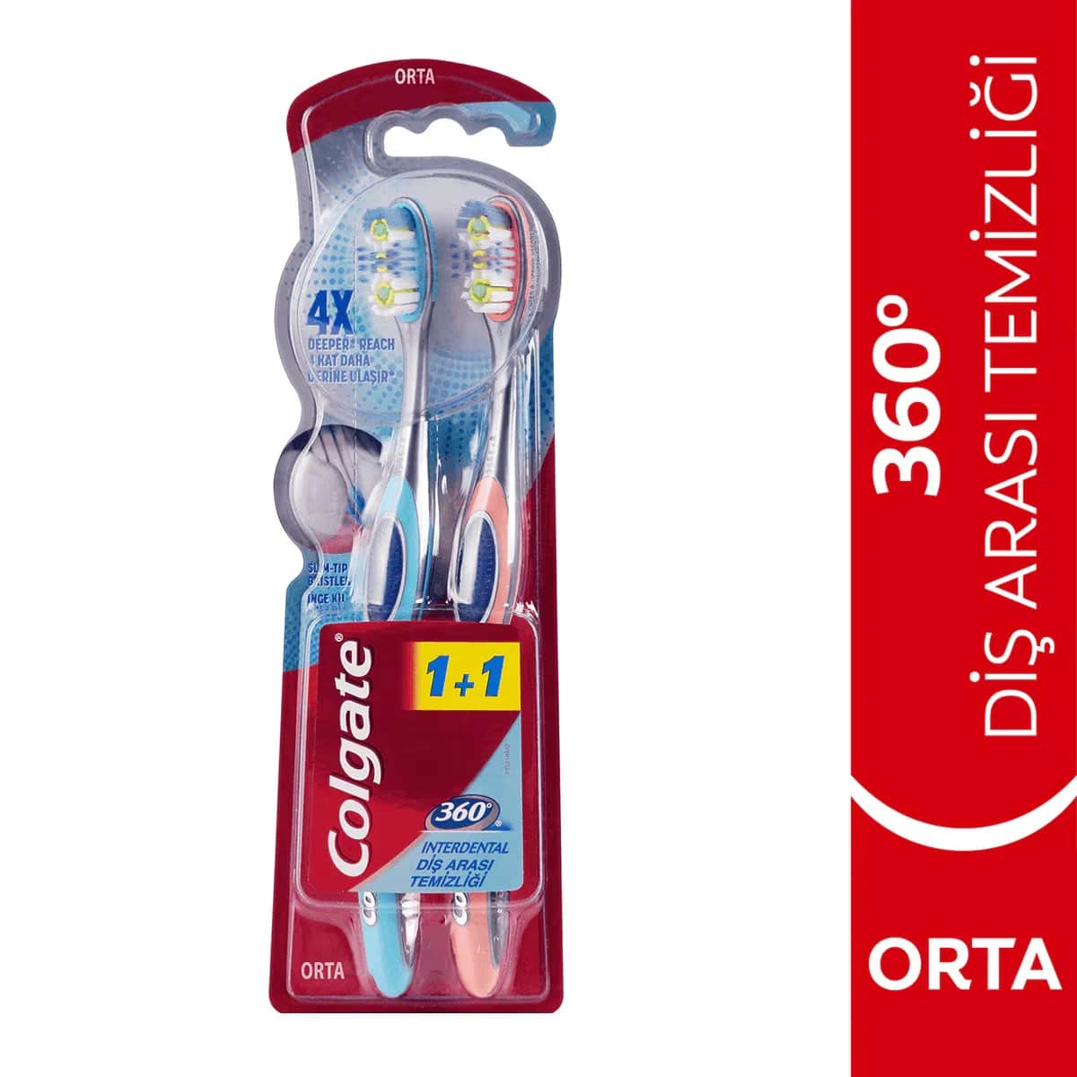 Зубная щетка Colgate 360 межзубная средняя 1+1