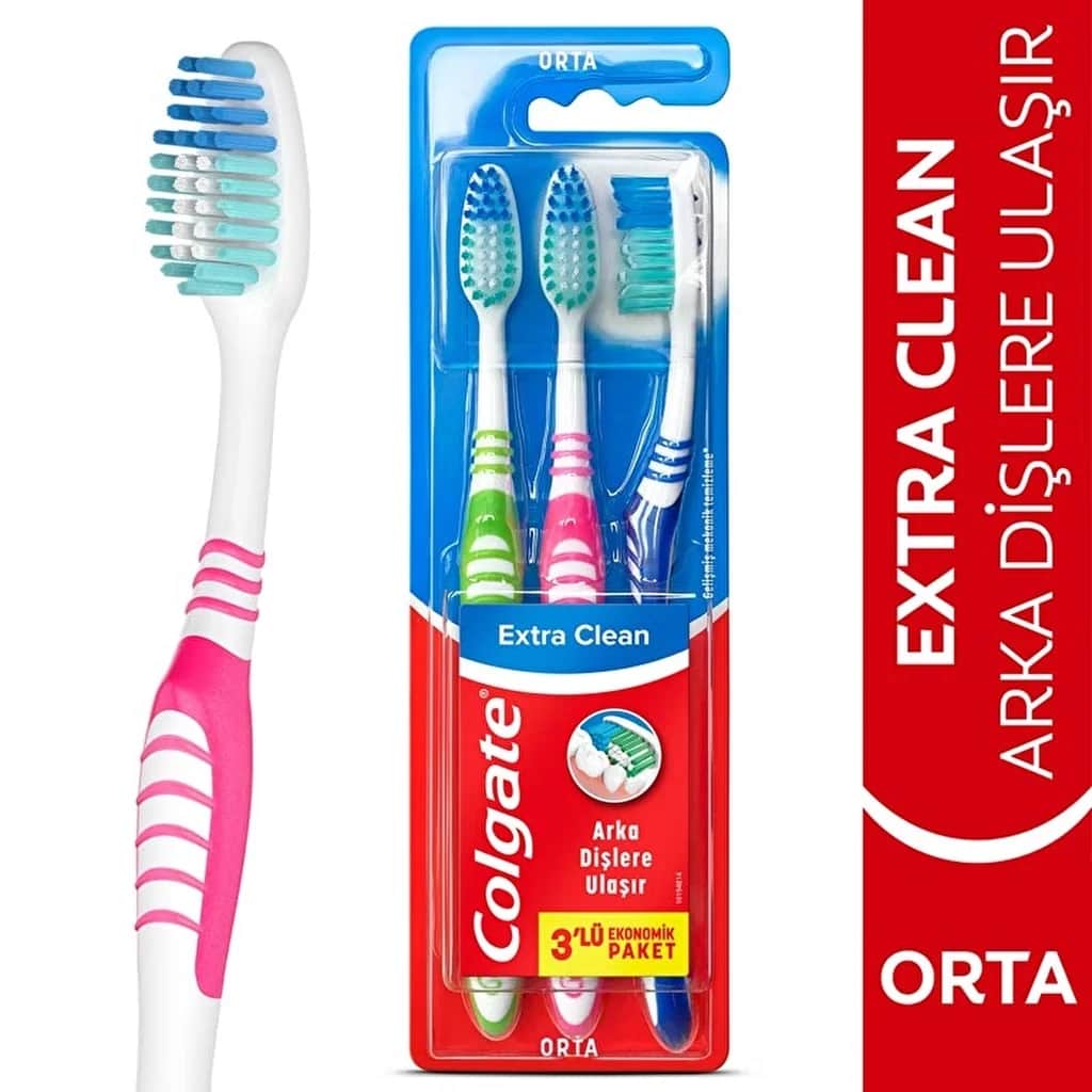Зубная щетка Colgate Экстра Чистота Средняя 2+1 с очистителем языка