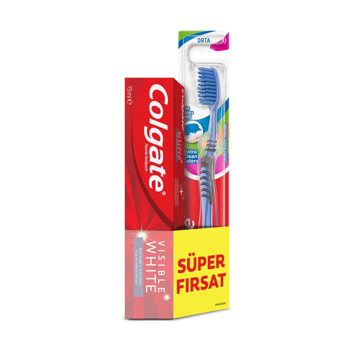 Зубная паста Colgate Visible White 75 мл и набор зубных щеток Extra Clean