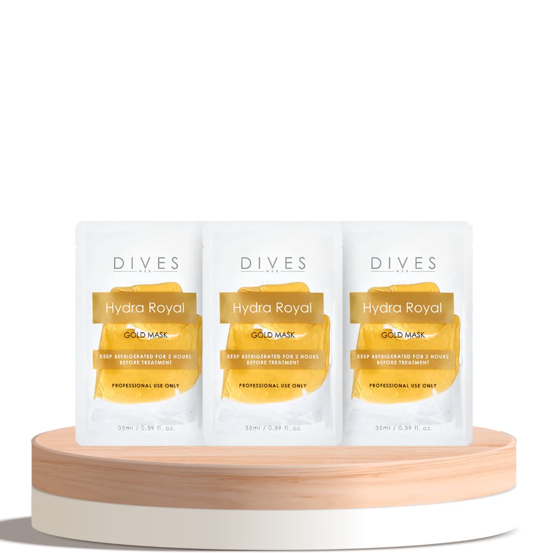 DIVES ثلاث منتجات ماسك الذهب للنظارة الملكية هيدرا رويال بالكولاجين الطبيعي الغرواني من ديفيس 35 مل