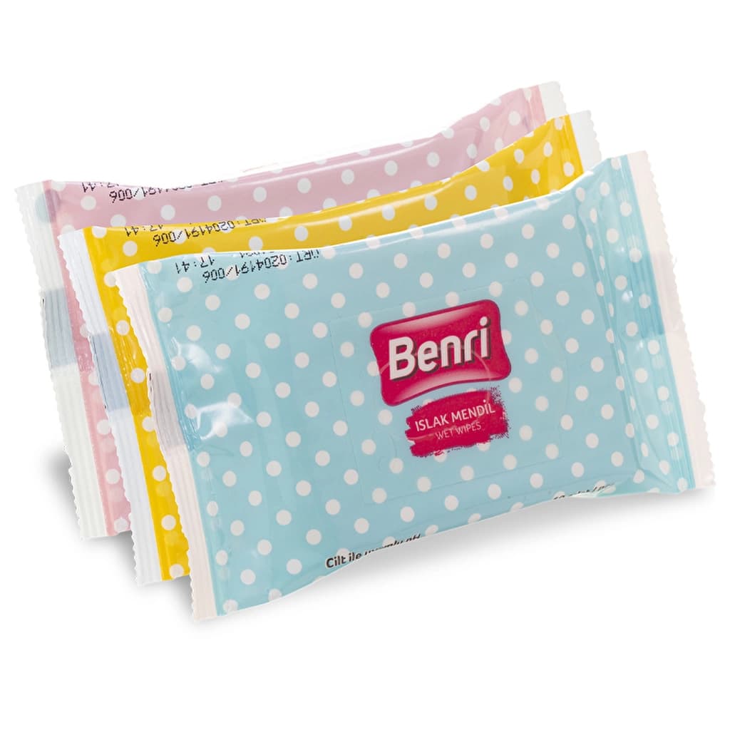 Benri مناديل بينري ميني ويت جيبية عبوة من 3 قطع