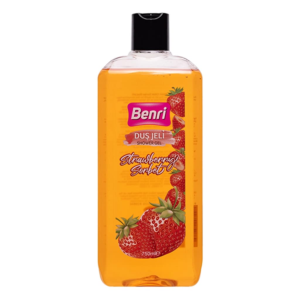 Benri جل استحمام بنري برائحة الفراولة ٧٥٠ مل منظف منعش