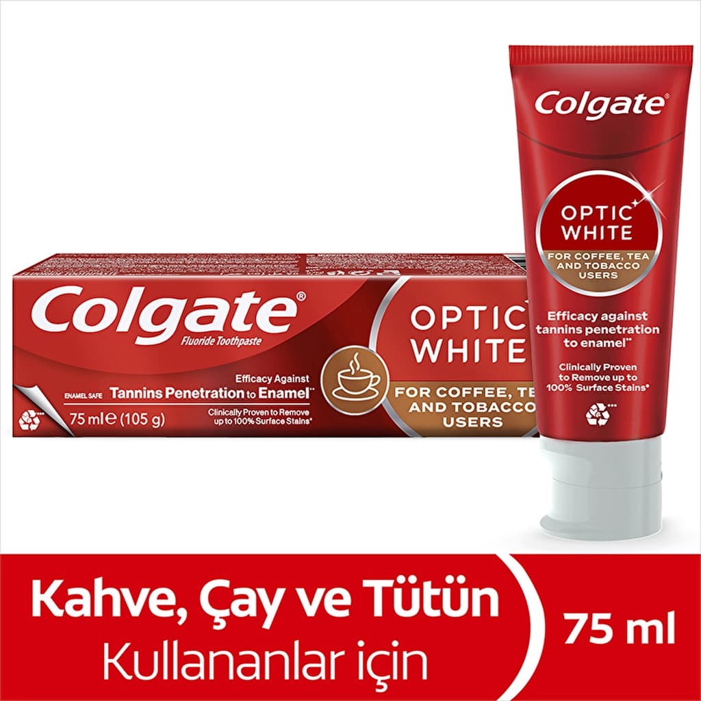 Colgate معجون أسنان كولجيت أوبتيك وايت لإزالة بقع القهوة والشاي 75 مل