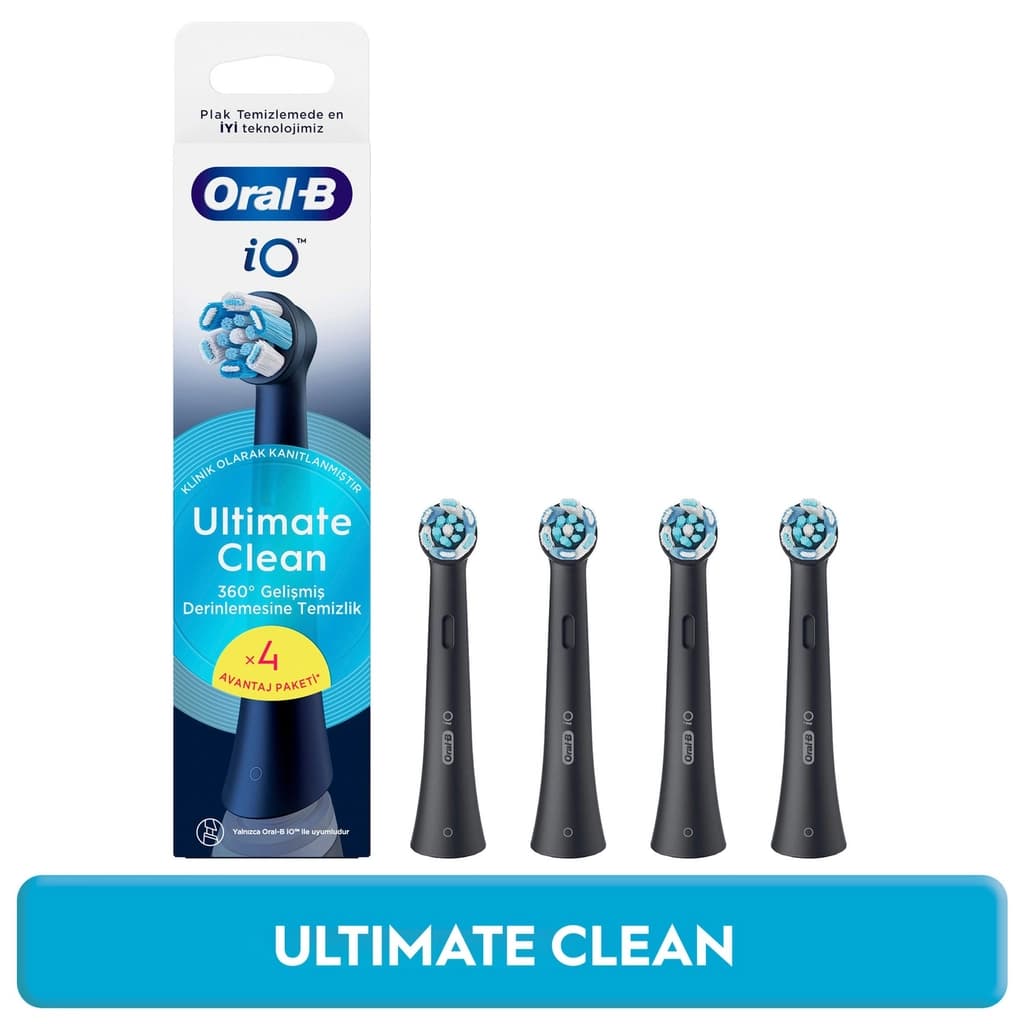Oral-B رأس فرشاة أسنان أورال-بي آي أو ألتيميت كلين بلاك، 4 قطع