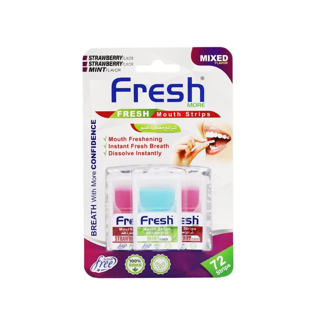 Fresh شرائح معطرة للفم  مور بنكهة الفراولة والنعناع من فريش 72 شريحة