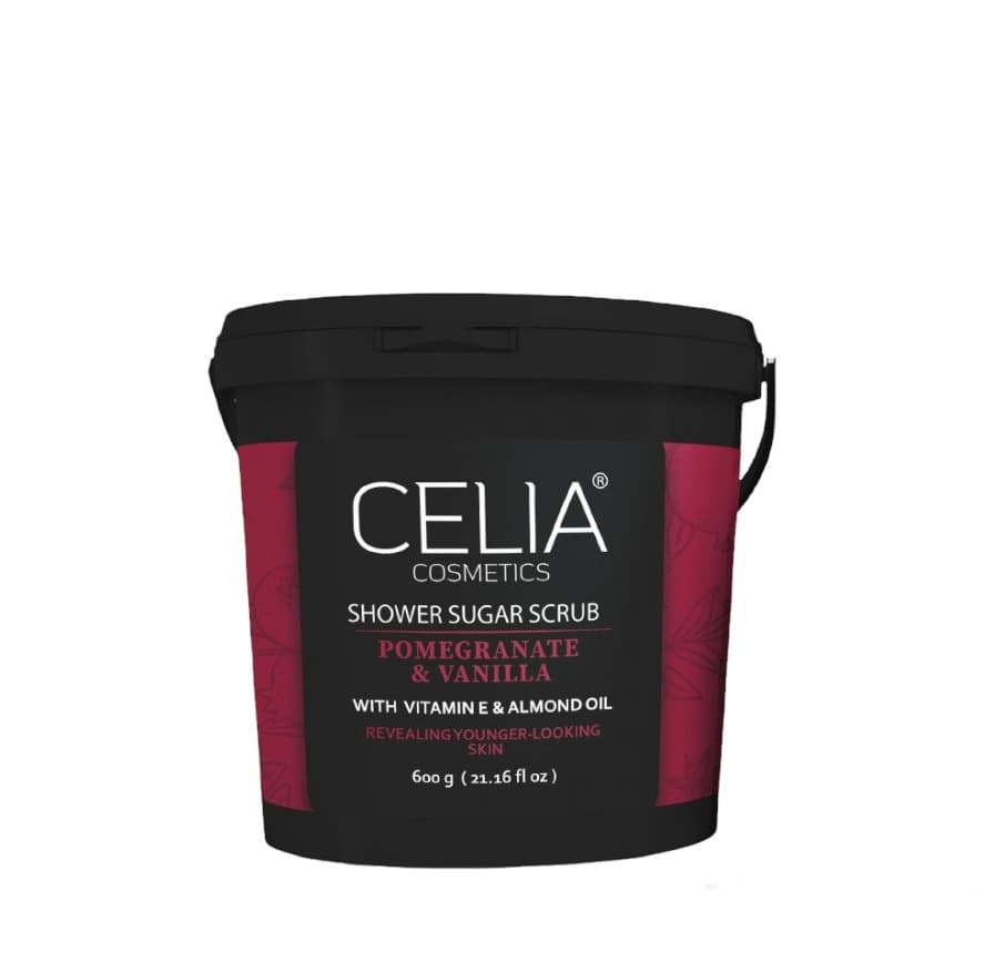 Celia مقشر السكر الرغوي للوجه و الجسم بالرمان والفانيلا من سيليا 600 جرام