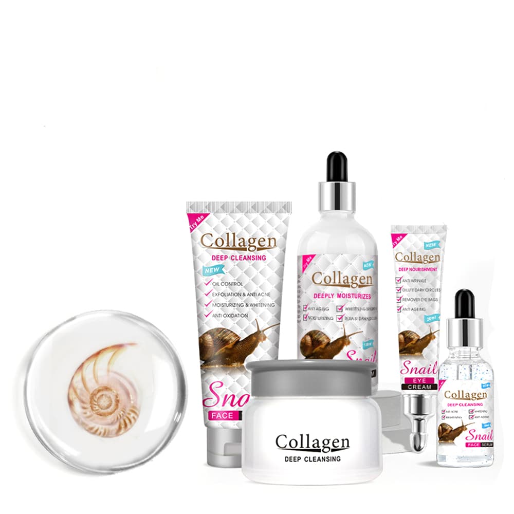 Cosmetic Solution مجموعة العناية بالبشرة بالكولاجين والحلزون خمسة منتجات من كوزماتك سوليوشن