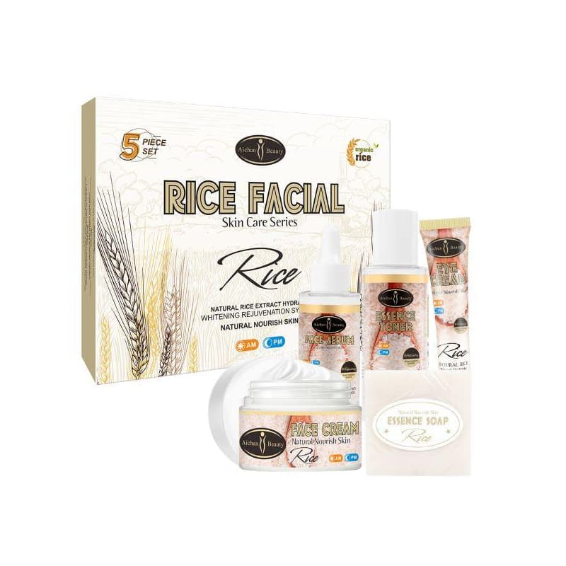 Cosmetic Solution مجموعة العناية بالبشرة بالأرز الطبيعي خمسة منتجات من كوزماتك سوليوشن