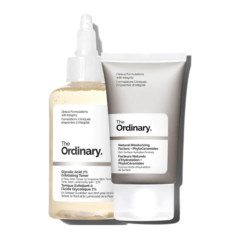 The Ordinary مجموعة النظارة  بحمض الجليكوليك من ذا اورديناري تونر + مرطب