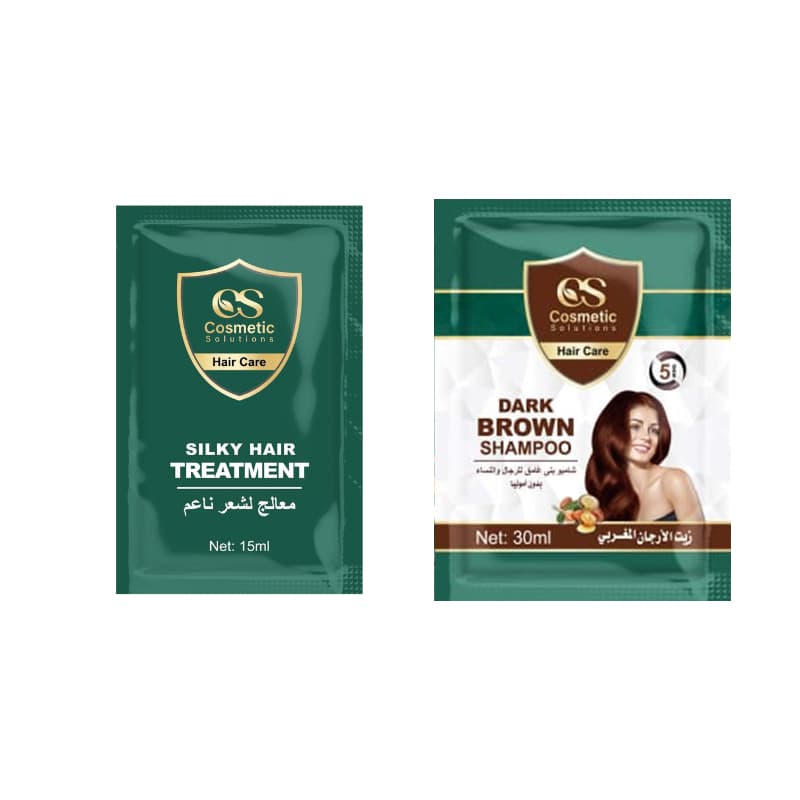 Cosmetic Solution عبوة شامبو ومعالج صبغة باللون البني بزيت الارجان المغربي كوزماتك سوليوشن