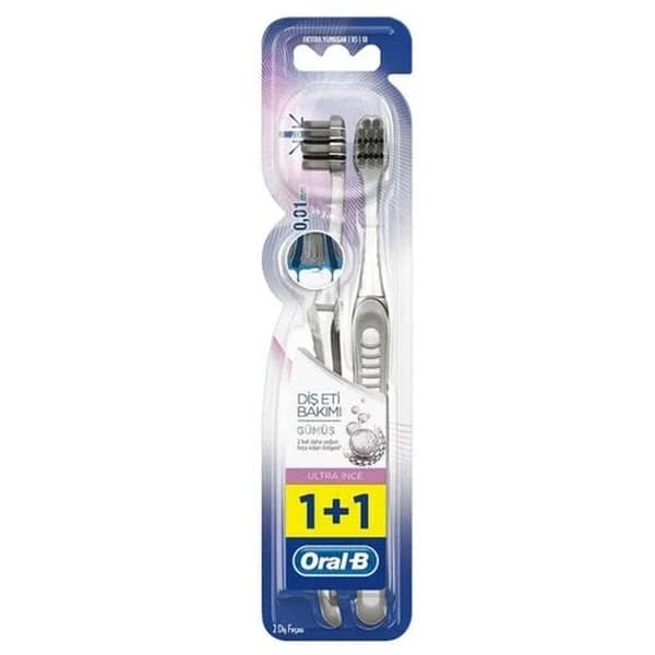 Oral-B فرشاة أسنان أورال-بي للعناية باللثة سيلفر ألترا سليم 1+1