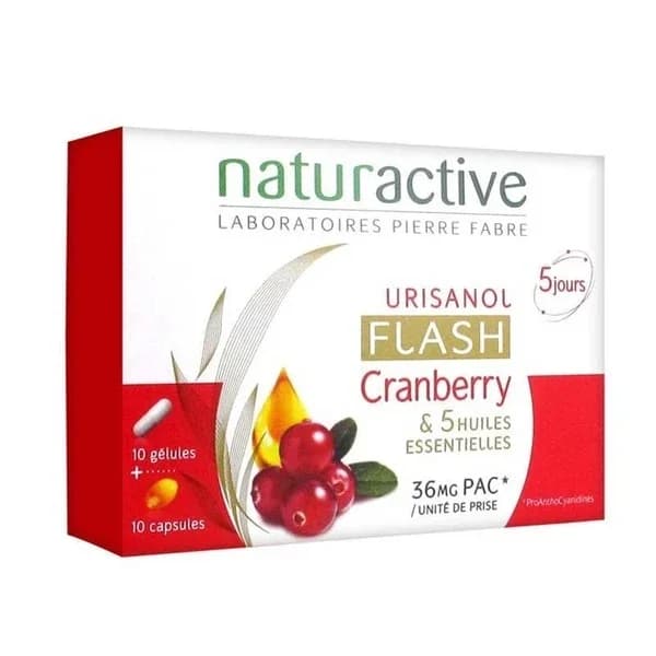 Naturactive ناتشر أكتيف يوريسانول فلاش بنكهة التوت البري 10 + 10 كبسولات