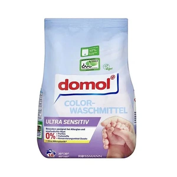 Domol مسحوق غسيل دومول، لون إيكو 18، غسيل فائق الحساسية، 1215 غرام