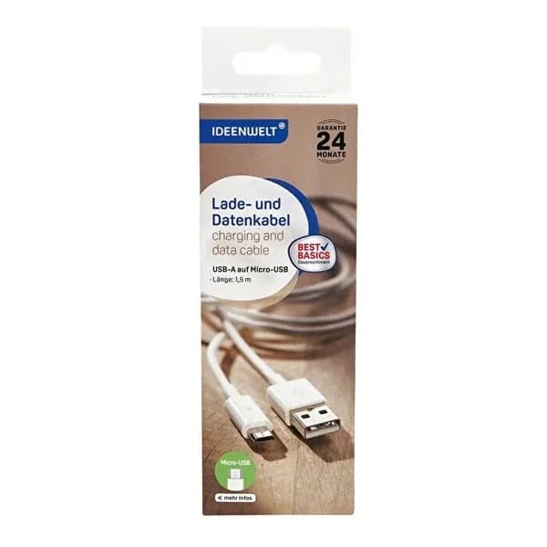 كابل نقل البيانات والشحن USB-مايكرو 1.5 متر من ايدن ويلت Ideenwelt