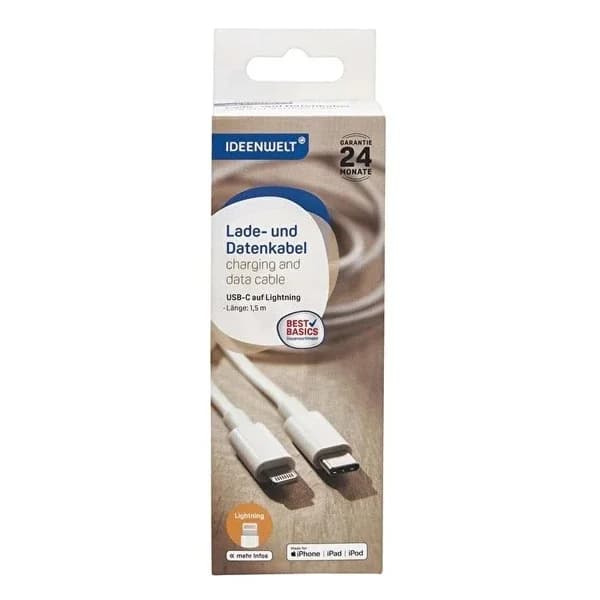 كابل نقل البيانات والشحن USB C-Lightning 1.5 متر من ايدن ويلت Ideenwelt