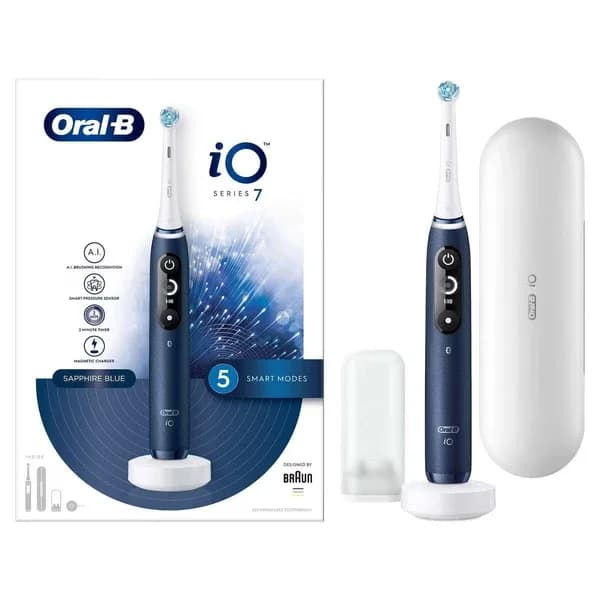 Oral-B فرشاة أسنان أورال-بي آي أو 7 القابلة لإعادة الشحن باللون الأزرق الداكن