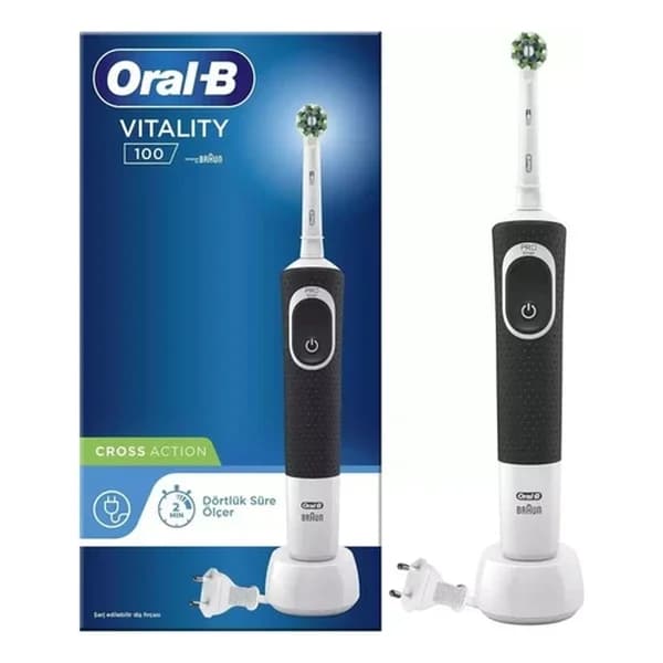 فرشاة أسنان كهربائية أورال-بي فيتاليتي D100 كروس أكشن سوداء Oral-B