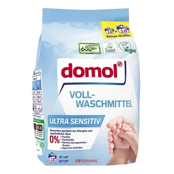 Domol مسحوق غسيل دومول فائق الحساسية 18 غسلة 1215 جرام
