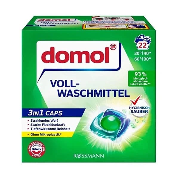 Domol كبسولة منظف غسالة دومول 3 في 1 أبيض 22 غسلة 517 جرام