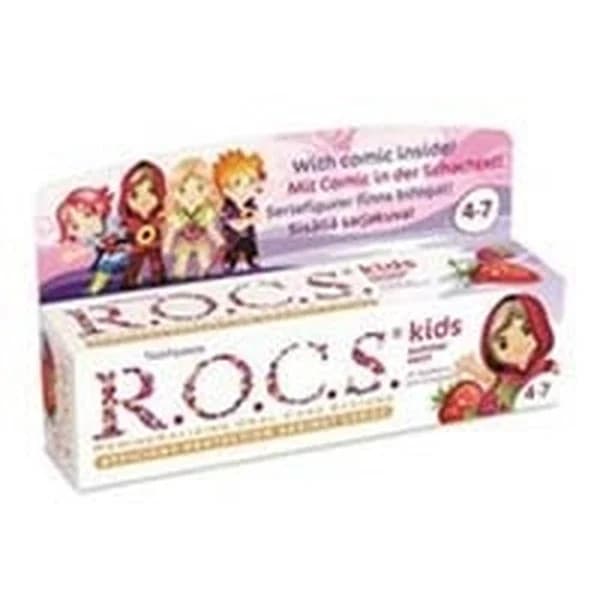 Rocs معجون أسنان روكس كيدز بنكهة الفواكه للأطفال من عمر 4 إلى 7 سنوات، 35 مل (توت العليق والفراولة)