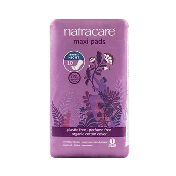 Natracare فوط ناتراكير العضوية ماكسي الليلية 10 فوط للراحة