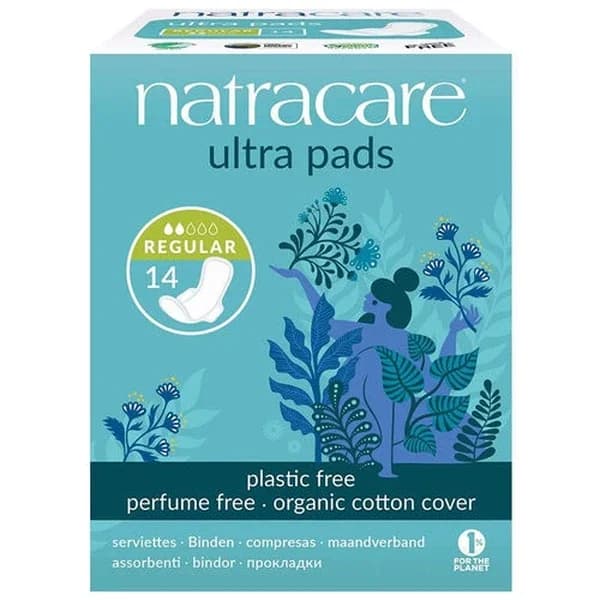 Natracare فوط ناتراكير القطنية العضوية فائقة النعومة عادية، 14 قطعة
