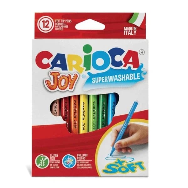 Carioca أقلام تلوين كاريوكا جوي فائقة الغسل ١٢ لونًا، إيطاليا