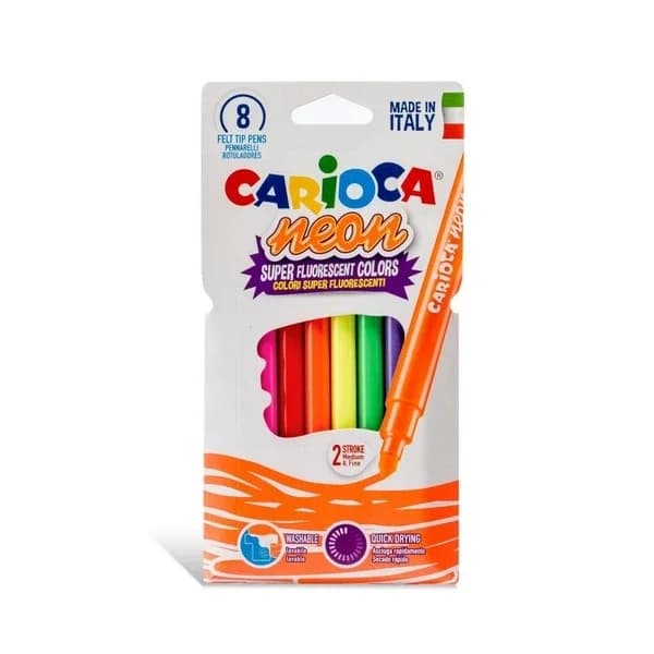 Carioca أقلام تلوين فلورسنت قابلة للغسل من كاريوكا، 8 قطع