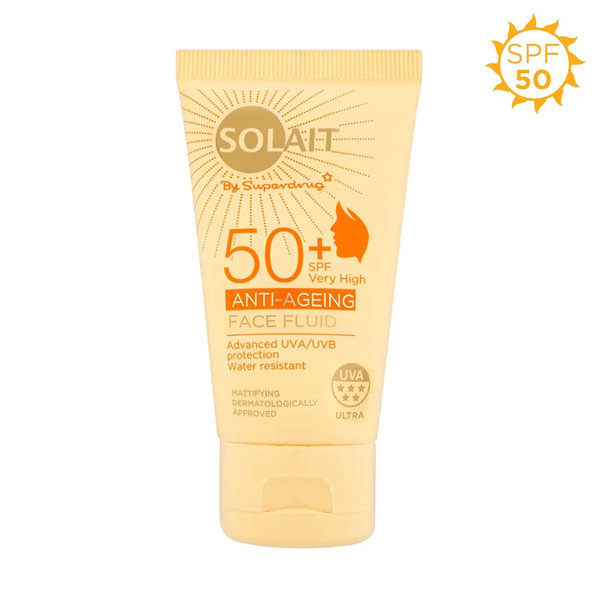 SOLAIT سوليت واقي شمس للوجه مضاد للشيخوخة بعامل حماية من الشمس 50، 50 مل