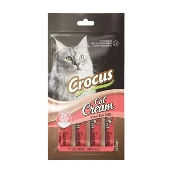 Crocus مكافآت القطط بكريمة سمك السلمون والزعفران 4 × 15 جرام