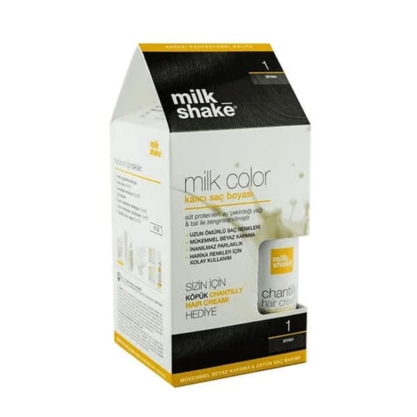 Milk Shake صبغة شعر دائمة بلون الحليب ميلك شيك 1 أسود هدية رغوية