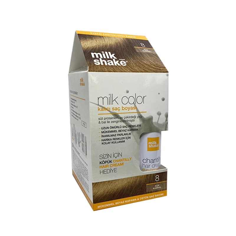 Milk Shake صبغة شعر دائمة بلون الحليب ميلك شيك 8 أشقر فاتح هدية رغوية