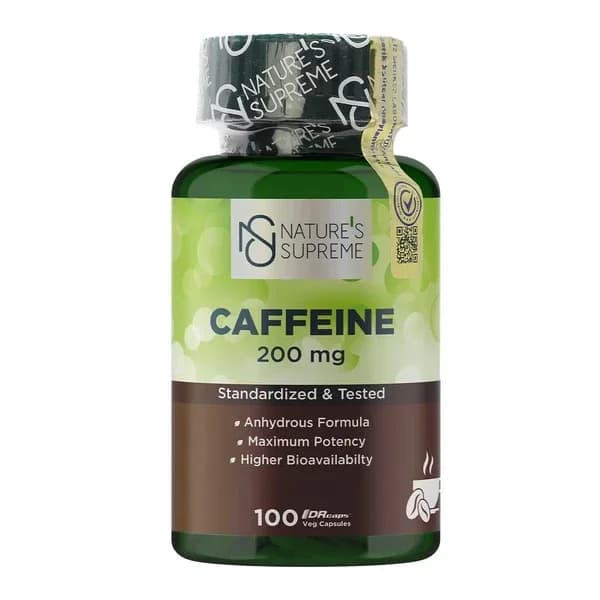 Nature's Supreme كبسولات الكافيين الطبيعية 200 ملغ، 100 كبسولة